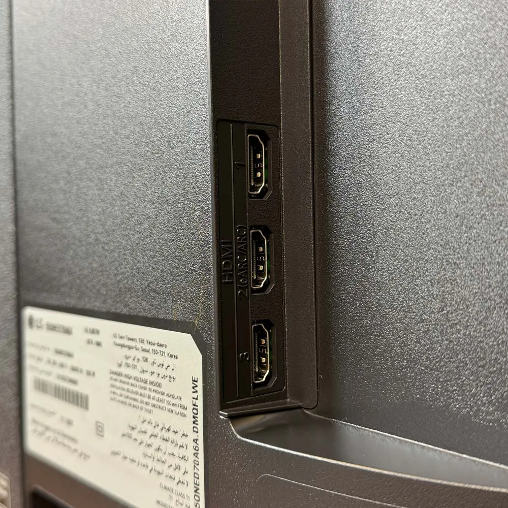پورت‌های HDMI تلویزیون ال جی QNED70 محصول 2025
